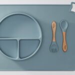 Bamboo Spoon and Fork Set (Muted Blue)