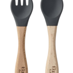 Bamboo Spoon and Fork Set (Dark Grey)